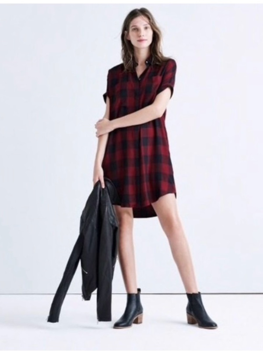 Madewell Buffalo Plaid Courier Shirt Dress